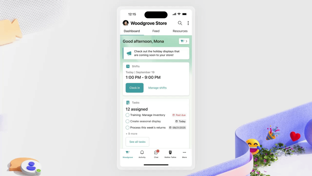 A screenshot of a phone displaying assistant options and a 12:15 timestamp.