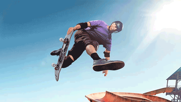 Tony Hawk performing a gnarly trick.