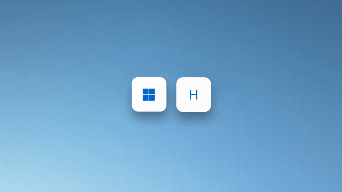 Animation montrant une pression sur la touche de logo Windows plus H pour utiliser la reconnaissance vocale