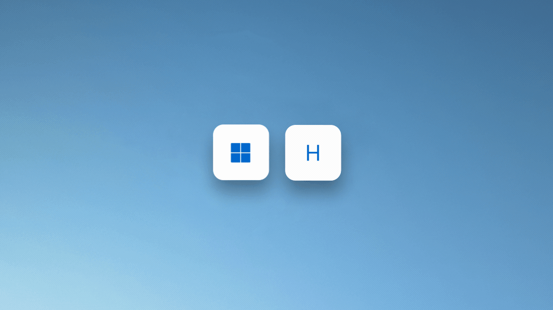 Hoạt ảnh hiển thị nhấn phím logo Windows cộng với H để sử dụng nhận dạng giọng nói