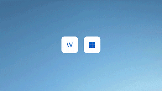 رسم متحرك يعرض زرين حيث يتم الضغط على مفتاح Windows ومفتاح W معًا ليتم فتح لوحة عناصر واجهة المستخدم.