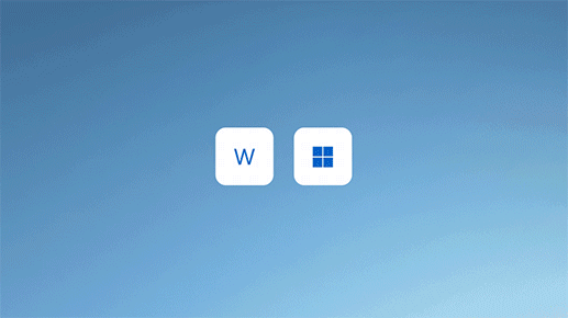הנפשה המציגה שני לחצנים, מקש Windows ומקש W‏, שנלחצים יחד לפתיחת לוח הווידג'טים.