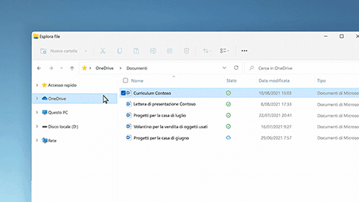 Salvare un file in una cartella di OneDrive consente di risparmiare spazio perché viene archiviato nel cloud e non localmente