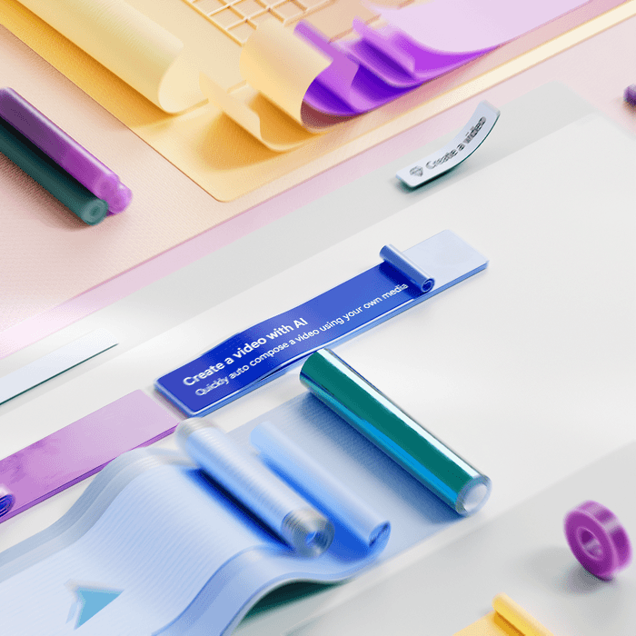 Una película estilizada se desplaza sobre un fondo de color gris claro.