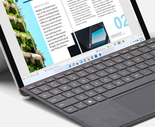 Surface 實體鍵盤保護蓋的特寫。