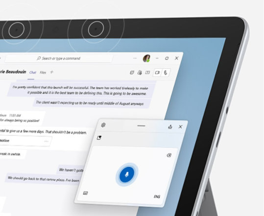 A highlight of Surface Go 3 dual mics.