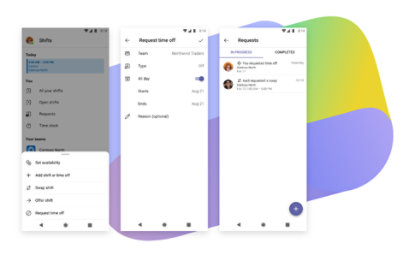 Три слайда, на которых показан процесс запроса отгула.