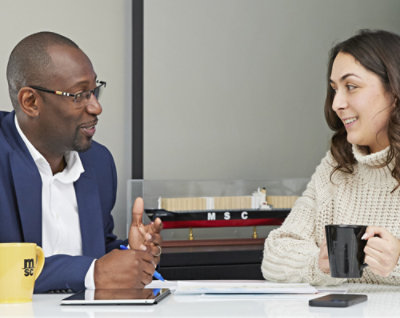 A man and a women talking each other