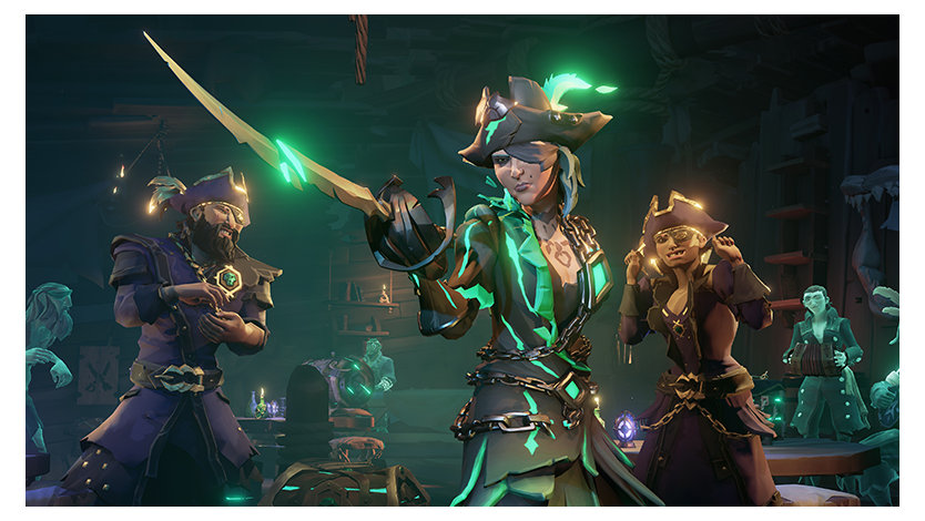 Tre personaggi di Sea of Thieves in posa 