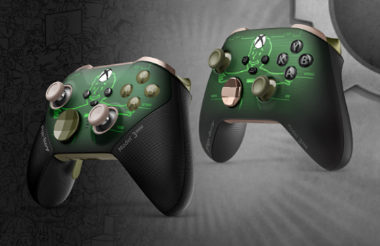 Side angle image of the Xbox Wireless Controller - Fallout Pip-Boy