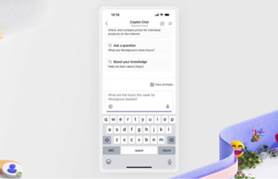 A screenshot of a mobile device displaying a dashboard interface Copilot Chat