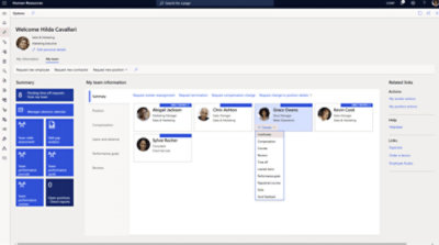 Microsoft Teams-Benutzeroberfläche mit Teaminformationen mit Profilen von fünf Teammitgliedern