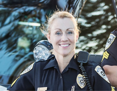 A close-up of a police officer's uniform.