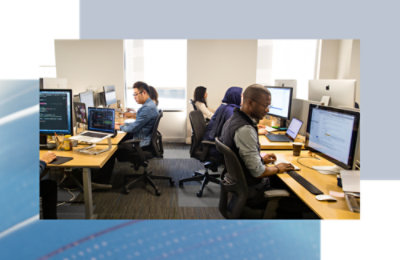 Multiple people's working on computer.