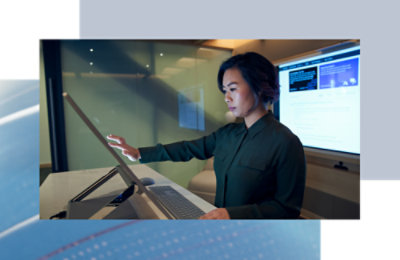 A women working on computer.