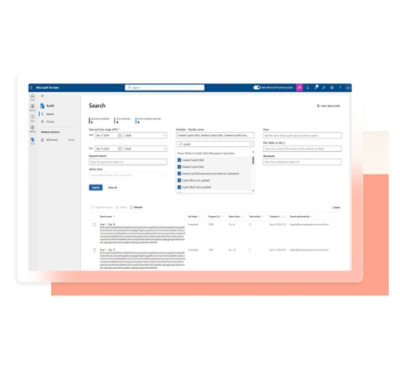  Microsoft Purview 検索ページのコンピューターのスクリーンショット