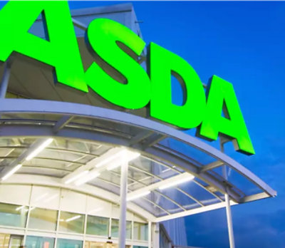 A green ASDA sign on a building.