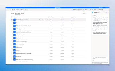 さまざまな保存済みフローのリストを表示するウィンドウ