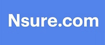 白い文字で Nsure.com と書かれた青いサイン。