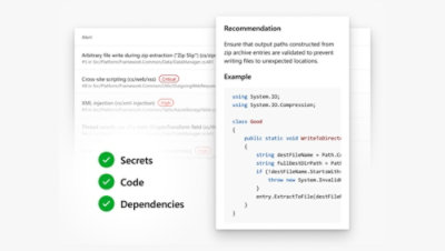 Uma lista de alertas e vulnerabilidades do exame de código na Segurança Avançada