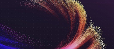 A close-up of a colorful swirl of particles.