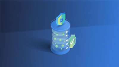 a blue cylinder with green balls and a shield