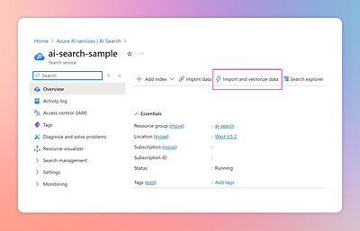 Screenshot of a search engine displaying various options and tools for data import and management.