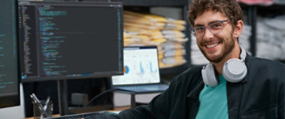 A person looking at a computer