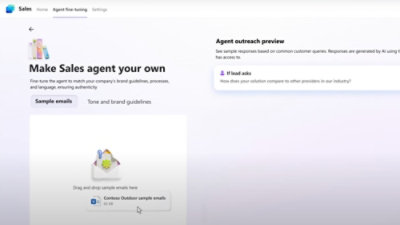Egy számítógép képernyőképe, amely az ügynöki kapcsolatfelvétel előnézeti szövegét és a minta-e-mailre vonatkozó irányelveket mutatja.