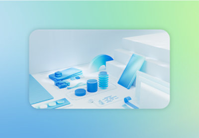 A group of blue objects on a table.