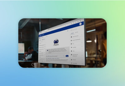 A computer screen displaying a blue and white background.