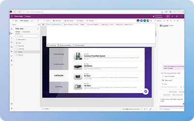 Screenshot of a software interface with menu on the left side and a central panel displaying info about a ventilation system
