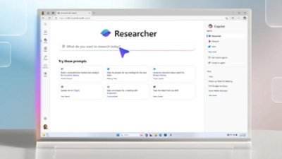 A computer screen displaying text with a mouse pointer indicating Researcher