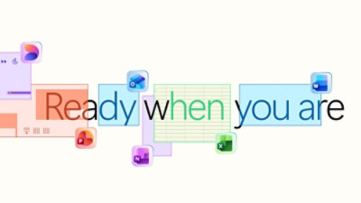 Fitas coloridas com ícones.