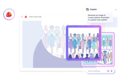 Digitalna slika prikazuje predstavitveni diapozitiv o modni industriji z ilustracijo manekenk na pisti.