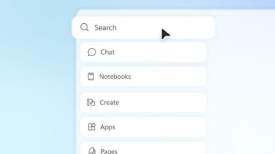 A screenshot of a computer interface displaying navigation options like Search, Chat, and Notebooks.