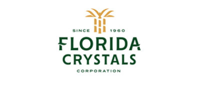 A logo with green text, featuring palm trees and the words Since 1960 Florida Crystals Corporation.