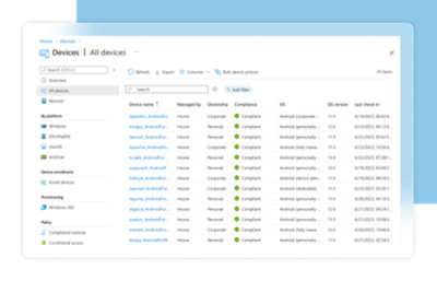 A screenshot showing a list of devices on a digital interface.