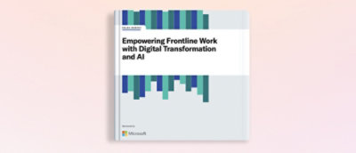 A book with the text Empowering Frontline Work with Digital Transformation and AI.