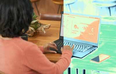 A person using a laptop.