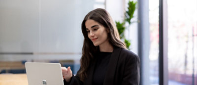 A person looking at a device.