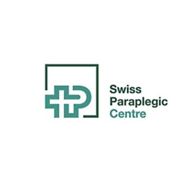 A logo with a green cross and the text Swiss Paraplegic Centre.