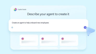 A screenshot showing a chat interface with text about creating an agent for onboarding new employees.