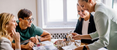 Group discussion at a table.