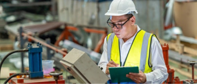 A man holding a tablet.