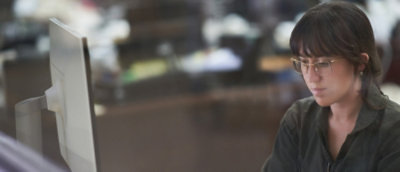 A close-up of a person's face.