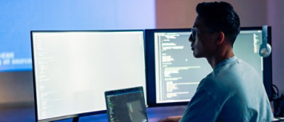 A person looking at the screen