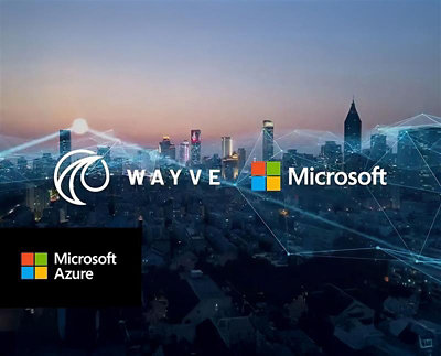 A city skyline with a pink sky and the text WAYVE visible.