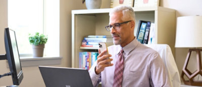 A man speaking on phone