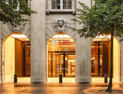 A building with a glass door.